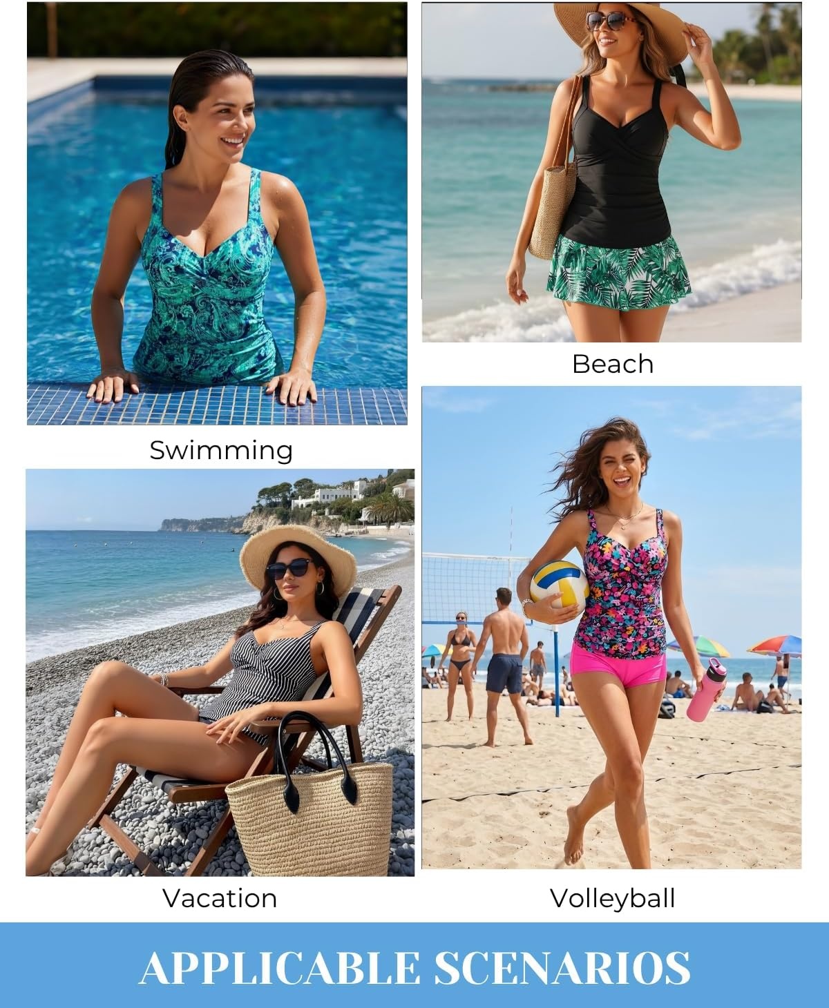 Women’s Underwire Tankini Top Only – Tummy Control Bathing Suit Top No Bottom 2025(Black)
