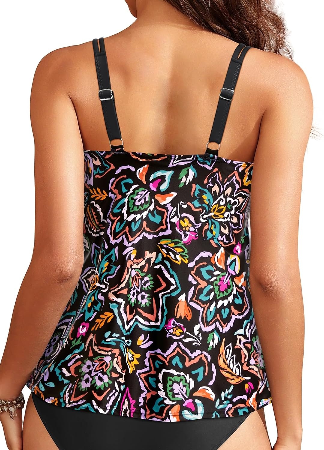 Women Underwire Tankini Top Only – Supportive Flowy Swimsuit Top | Underwire for reliable support Removable pads for customizable coverage Lightly flowy for easy coverage(Colorful Paisley)